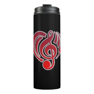 Bouteilles Isothermes Vibrations Amour musical Coeur rouge Musique Note