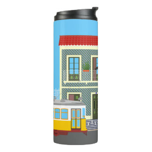 Bouteilles Isothermes Vieille maison de Lisbonne avec chats et tramway j