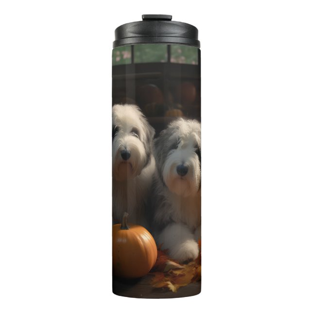 Bouteilles Isothermes Vieux anglais Sheepdog Chiot Chiot Automne Citroui (Devant)