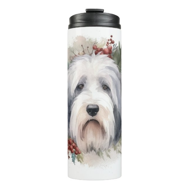 Bouteilles Isothermes Vieux anglais Sheepdog Christmas Wreath Festive Pu (Devant)