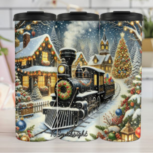 Bouteilles Isothermes Village merveilleux du train de Noël classique