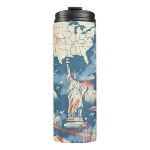 Bouteilles Isothermes Vintage American Landmark Motif - Liberty, USA
