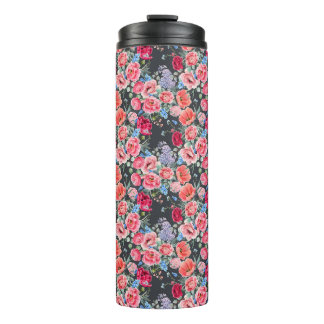 Bouteilles Isothermes vintage aquarelle rose et rouge roses motif