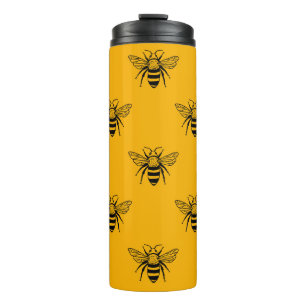 Bouteilles Isothermes Vintage Bee Motif, Jaune Noir.