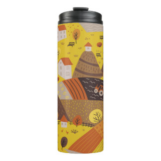 Bouteilles Isothermes Vintage motif sans soudure du village d'automne la
