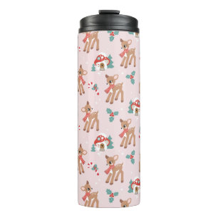 Bouteilles Isothermes Vintage Noël Cerfs et champignons Maisons Motif