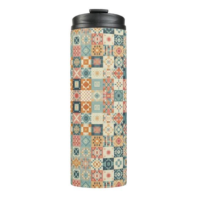 Bouteilles Isothermes Vintage, patchwork, paré (Devant)