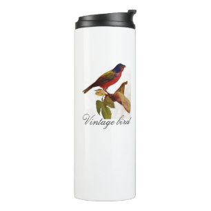 Bouteilles Isothermes Vintage Rouge rouge brillant Oiseau et feuillage c