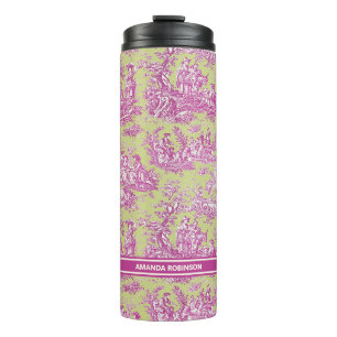 Bouteilles Isothermes Vintage vert rose de jouy imprimé