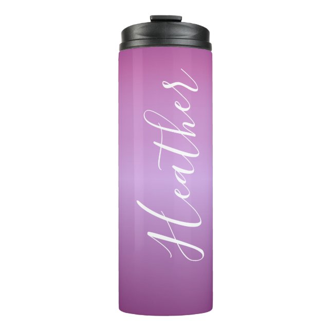 Bouteilles Isothermes Violet violet et script blanc personnalisé (Devant)