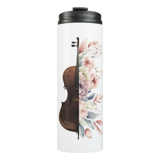 Bouteilles Isothermes Violon aux fleurs. (Devant)