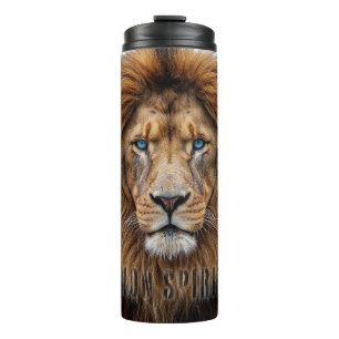 Bouteilles Isothermes Visage de lion majestueux aux yeux bleus   Faune A