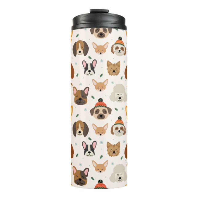 Bouteilles Isothermes Visages de chiens en hiver Casquette Motif de vaca (Devant)