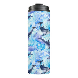 Bouteilles Isothermes watercolor dolphin fish seamless pattern