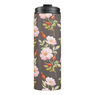 Bouteilles Isothermes Watercolor floral pattern of dog rose and red berr
