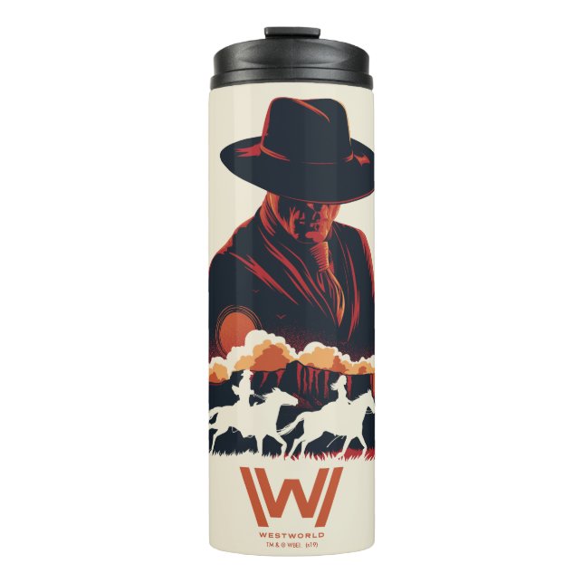 Bouteilles Isothermes Westworld | Homme en Silhouette du désert noir (Devant)