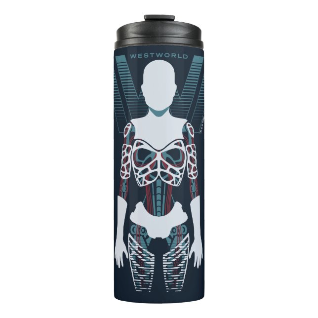 Bouteilles Isothermes Westworld | Squelette Android sur logo (Devant)