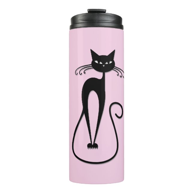Bouteilles Isothermes Whimsical Skinny Chat noir rose (Devant)