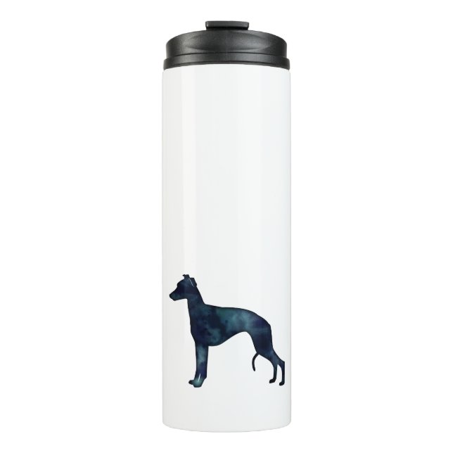 Bouteilles Isothermes Whippet Chien race Noir Aquarelle Silhouette (Devant)