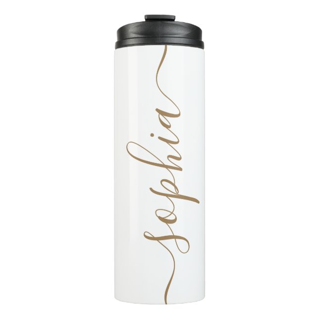 Bouteilles Isothermes White Gold Script Custom Name Thermal Tumbler (Devant)