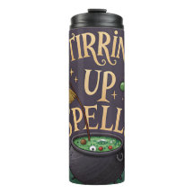 Witchy Halloween Thermal Tumbler Stirring Up Spell