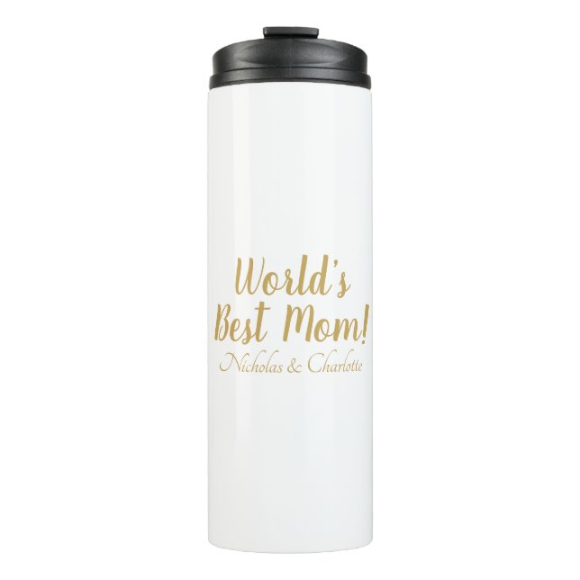 Bouteilles Isothermes World’s Best Mom gold custom script mignon (Devant)