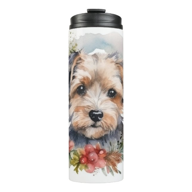 Bouteilles Isothermes Yorkipoo Noël Wreath Festive Pup (Devant)