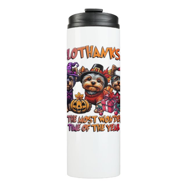 Bouteilles Isothermes Yorkshire Terrier Halloween Thanksgiving Noël (Devant)