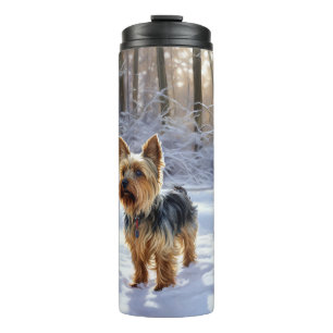 Bouteilles Isothermes Yorkshire Terrier Laisser Neige Noël