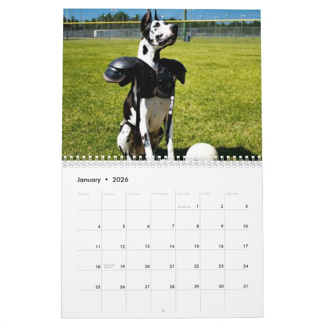 Bouteur le calendrier de chien de thérapie (Jan 2026)
