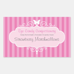 Boutique candy shop pink  food label sticker