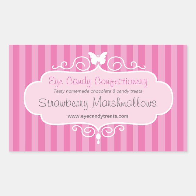 Boutique candy shop pink food sale label sticker (Front)