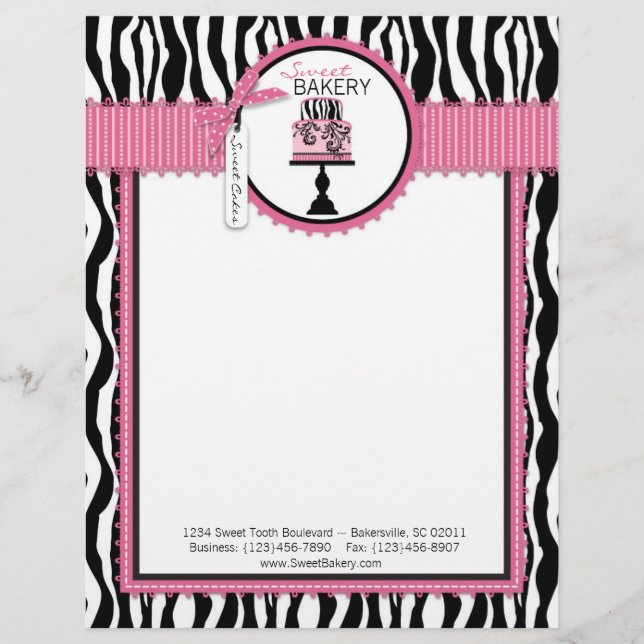 Boutique Chic Cake Bakery Letterhead (Front)