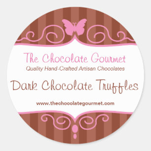 Boutique chocolate shop stripe candy round sticker