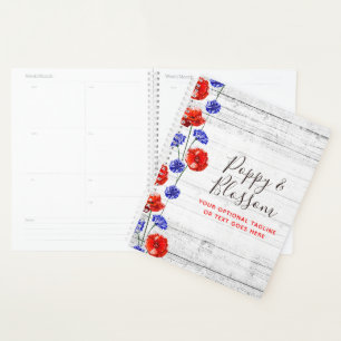 Boutique florale en bois rustique rouge, pavot et