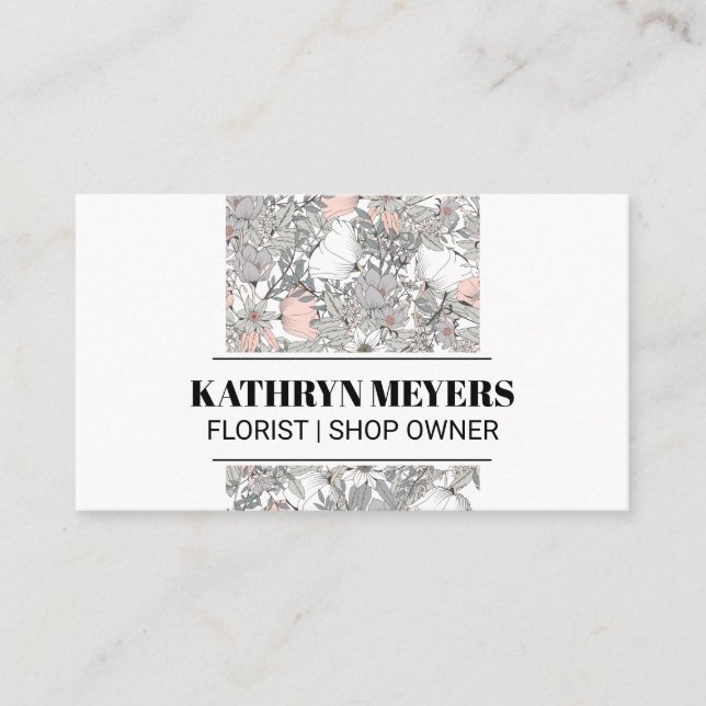 Boutique Flowers | Botanical Flower Pattern Business Card (Front)