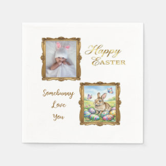 Boutique Gold Frame Photo Keepsake Easter Napkin