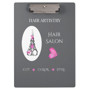 Boutique Hair Salon Business Branding Scissors Clipboard