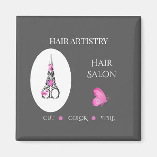 Boutique Hair Salon Business Branding Scissors Magnet