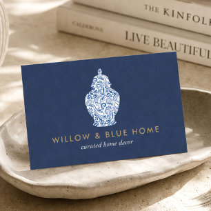 Boutique Home Decor Shop Ginger Jar Logo Blue Business Card