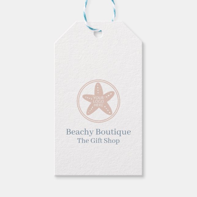 Boutique Logo Simple QR Code Size Price Gift Tags (Front)