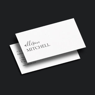 Boutique Luxury Script Unique Minimalist White Business Card