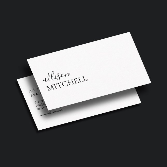 Boutique Luxury Script Unique Minimalist White Business Card (Creator Uploaded)