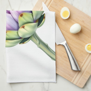 Boutique Oversized Artichoke Flower Purple Modern Kitchen Towel