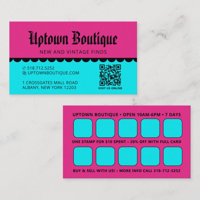 Boutique Reward QR Code Business Cards (Front/Back)