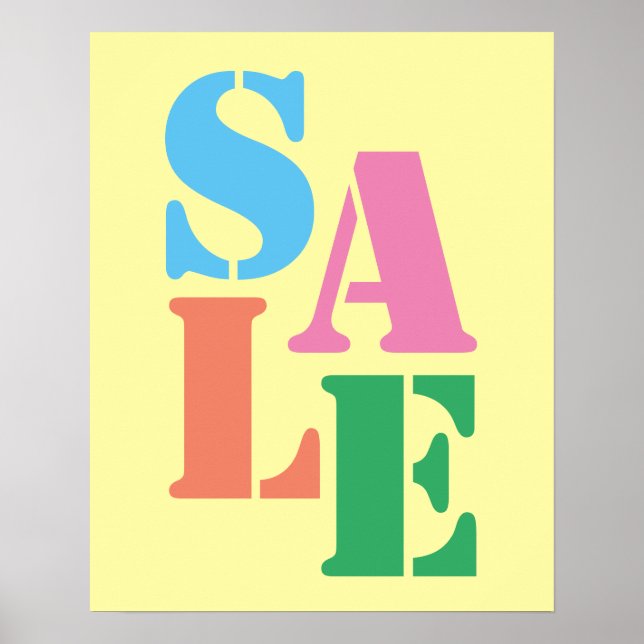 Boutique Sale Sign, Retail Store Signage, Colourfu Poster (Front)