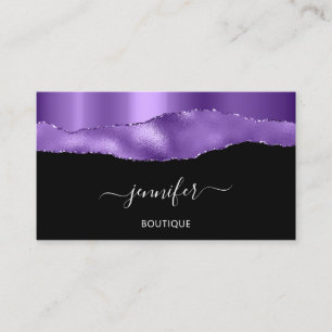 Boutique Shop QR Code Black Purple Violet  Business Card