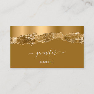 Boutique Shop QR Code Drips Golden Abstract  Business Card