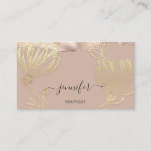 Boutique Shop QR Code Powder Rose Floral  Business Card