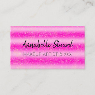 Boutique shop stripes pink glitter business card